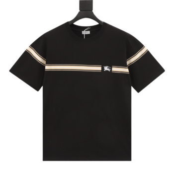 Burberry Striped Print Embroidered T-Shirt