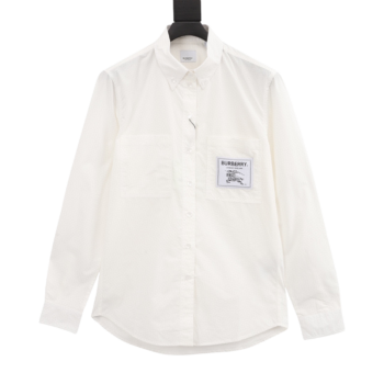 Burberry Horse Chest Patch Long Sleeve White Shirt