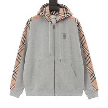 Burberry Patchwork Zipper Gray Hoodie