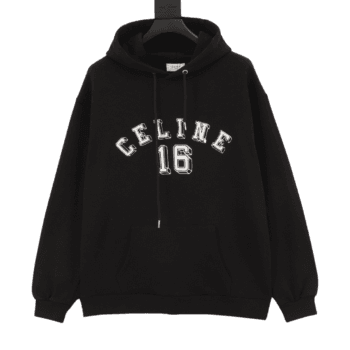 Celine Lettering Print Hoodie Black