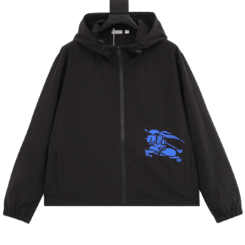 Burberry Black Woven Horse Zipper Hoodie