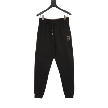 Burberry Embroidery Cotton Knit Black Trousers