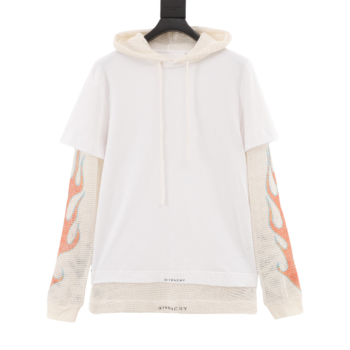 Givenchy Flame Mesh Sleeve Paneled Hoodie