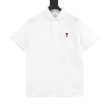 Amiri Classic Embroidered Heart White Polo Shirt