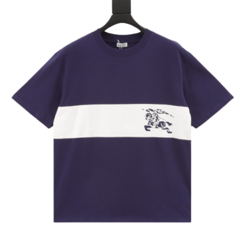 Burberry White Striped Horse Print T-Shirt