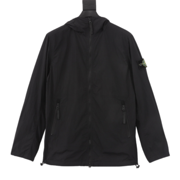 Stone Island Solid Color Zipper Black Hoodie