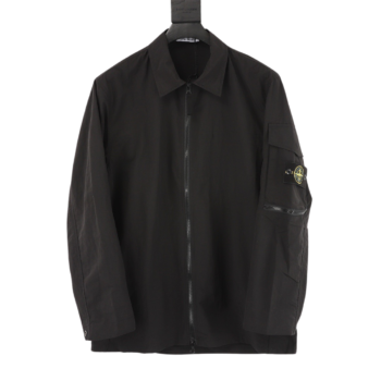 Stone Island Arm Logo Zipper Black Jacket
