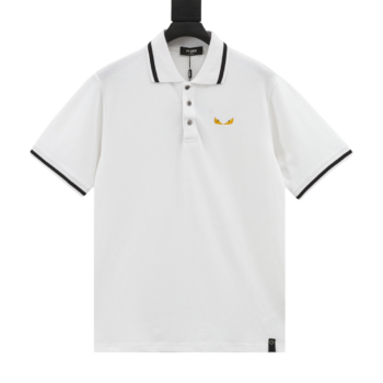 Fendi Embroidered Lapel Polo T-Shirt