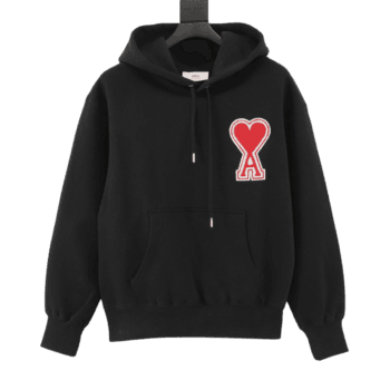 Amiri Heart Towel Hoodie Black