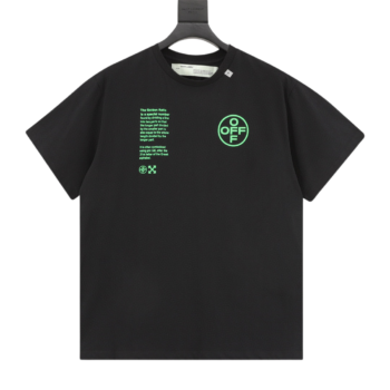 Off White Green Asymmetric Color Block Arrow Print T-Shirt