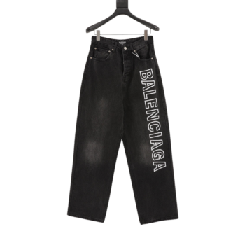 Balenciaga Letters Washed Loose Wide-leg Jeans