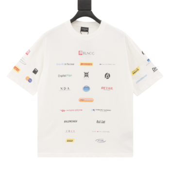 Balenciaga All Over Logo White T-Shirt