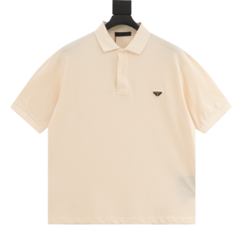 Prada Gold Triangle Logo Polo Shirts