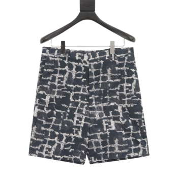 Fendi Checkered FF Linen Tassel Shorts