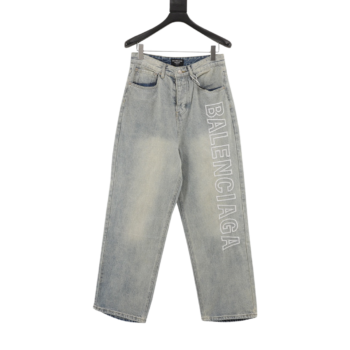 Balenciaga Letters Washed Loose Wide-leg Jeans