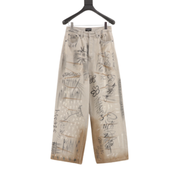 Balenciaga White Graffiti Denim Trousers