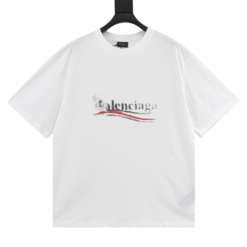 Balenciaga Blurred Coke Printed Round Neck T-Shirt