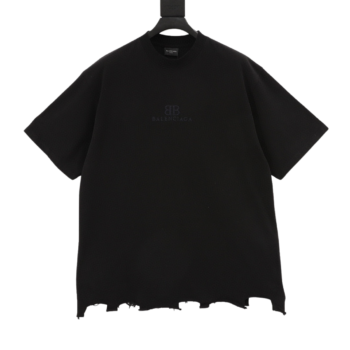 Balenciaga Chest Letter Embroidery Black T-Shirt