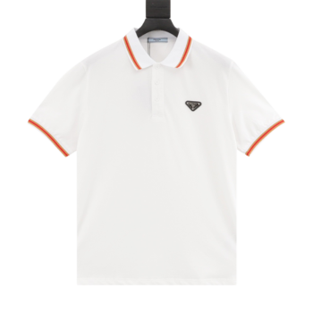 Prada Metal Triangle Logo Polo Shirts