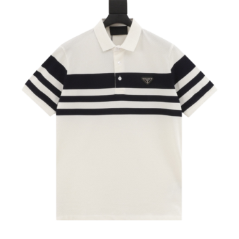 Prada Horizontal Striped Polo Shirts